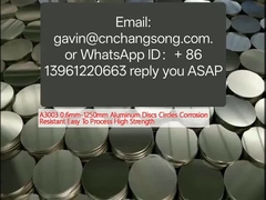 A3003 0,6 mm-1250 mm Discos de alumínio Círculos resistentes à corrosão Fácil de processar Alta resistência