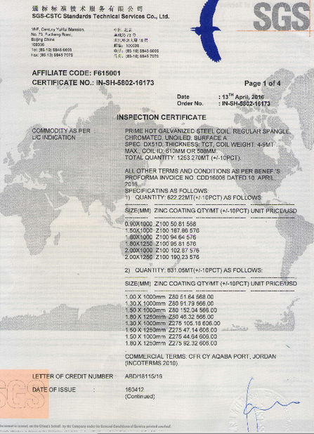 China Changzhou Dingang Metal Material Co.,Ltd. Certificações